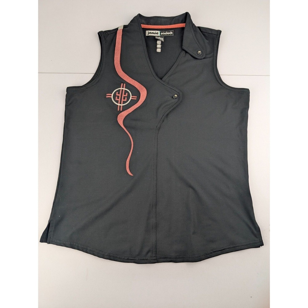 Jamie‎ Sadock Top Women's Medium Black Geometric Sleeveless Pullover Golf Shirt